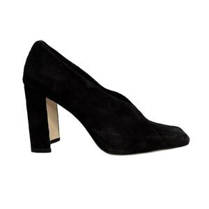 Jeffrey Campbell Black Suede High Vamp Square Toe Block Heel Pumps